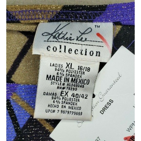 Kathie Lee Collection Plum Multicolored Crew Neck Dress XL 16/18 Pullover Shirt - Picture 7 of 9